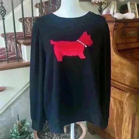 Charter Club Vintage Scottie embellished Swiss Terry sweatshirt. XXL Black/Red - Picture 5 of 12